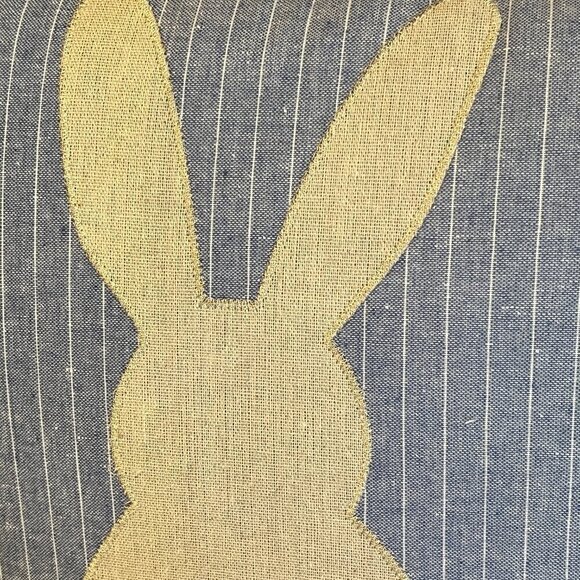 Set of Two 15” Square Bunny Rabbit Pillows Blue Gingham Print With Tails Country - Picture 5 of 9
